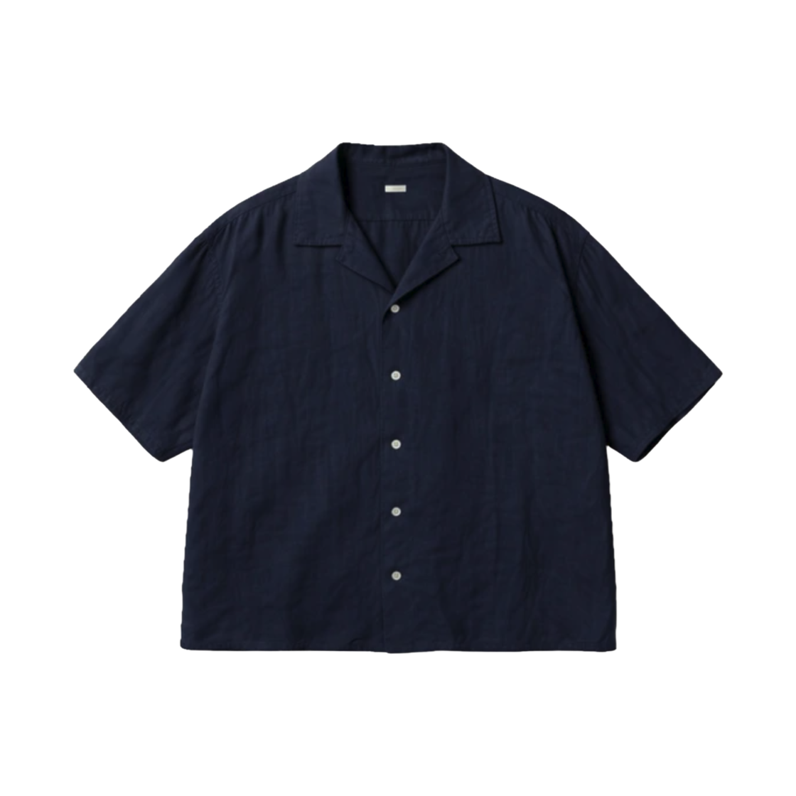 26SAP-02-09 A.Presse Vintage Silk Linen S/S Open Collar Shirt Navy - 26SS