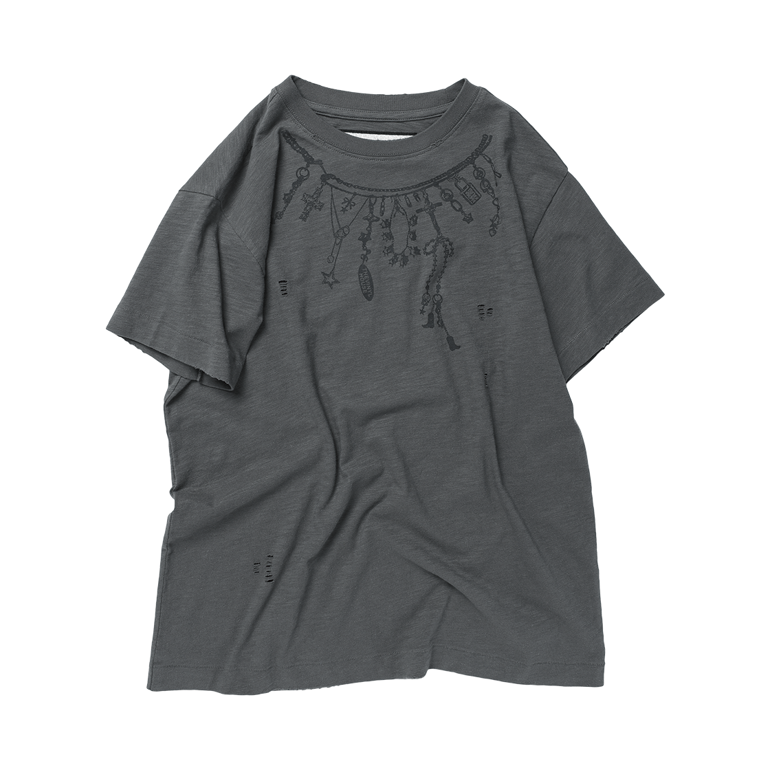 더바이닐하우스 넥크리스 빈티지 슬럽 티셔츠 차콜(Thevinylhouse Necklace Vintage Slub Tee Charcoal) - 3