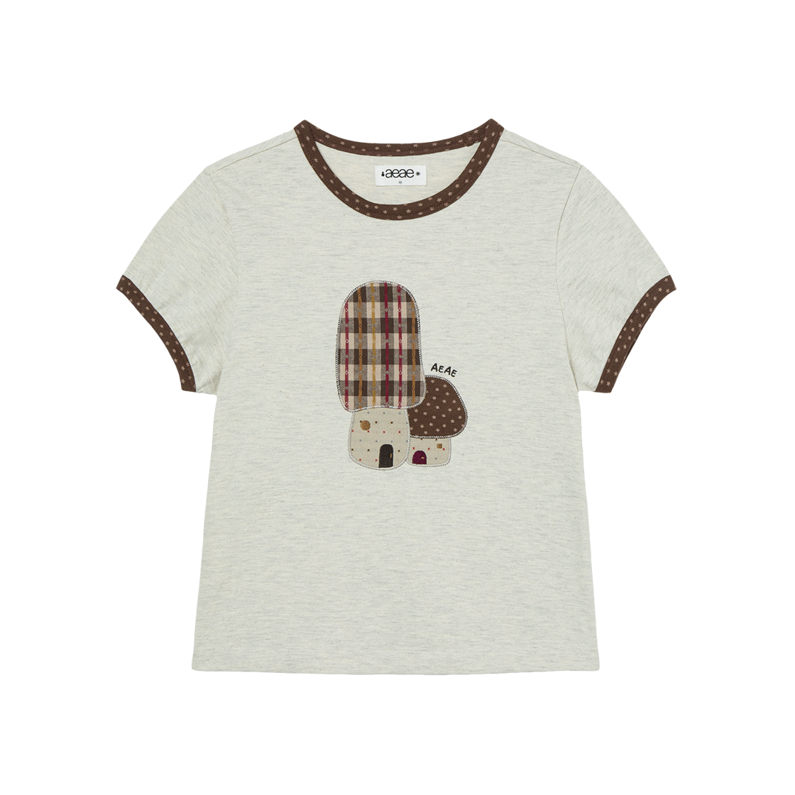 에이이에이이 머쉬룸 아플리케 티 오트밀(AEAE Mushroom Applique Tee Oatmeal)