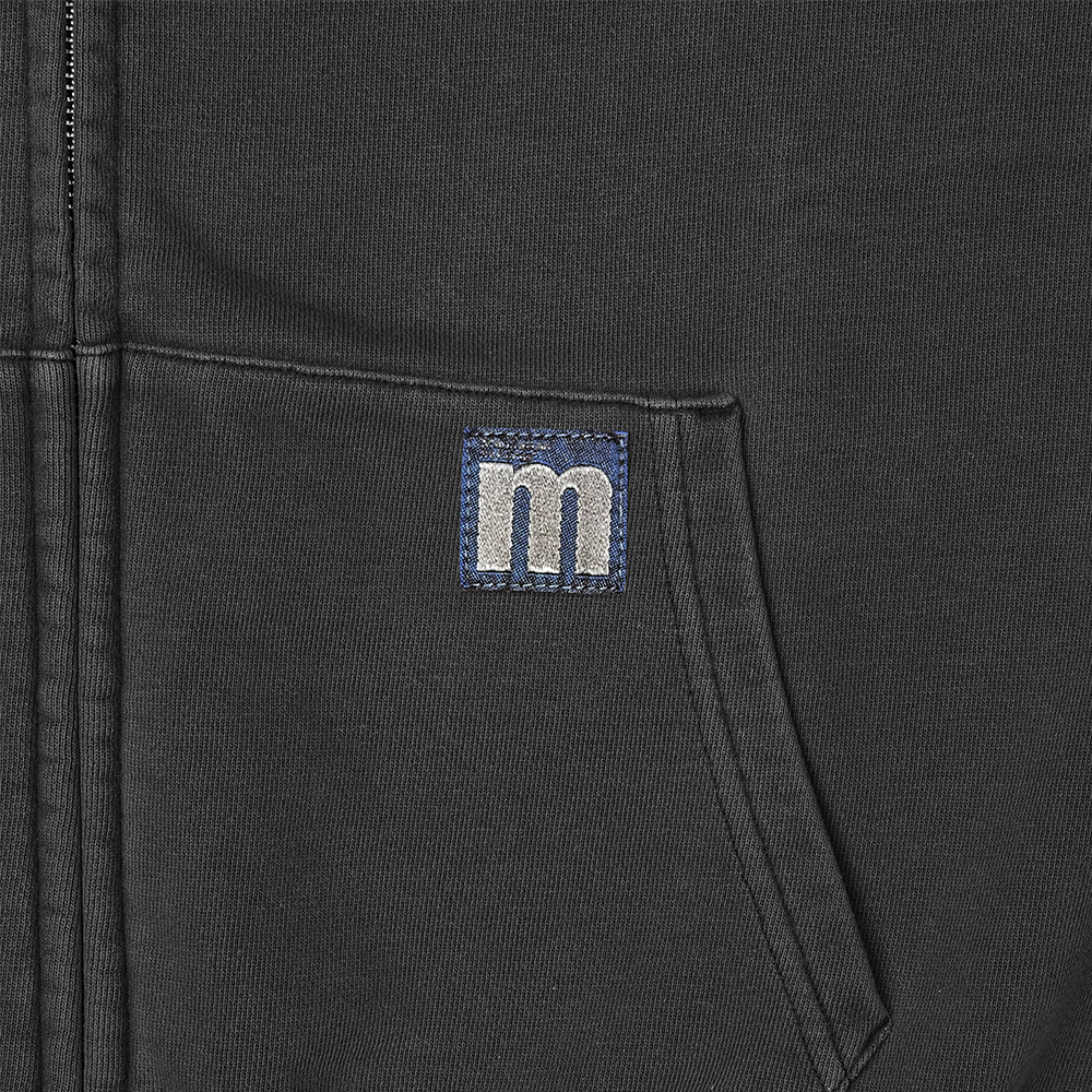 맨하탄 레코즈 피그먼트 립 카라 집업 후디 - 차콜(Manhattan Records PM Rib Collar Zip Up Hoodie - Charcoal) - 5