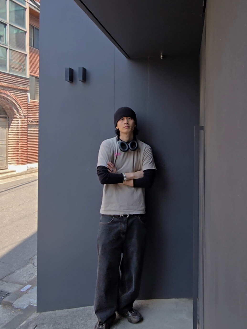 Fila Flaire Brown, Stussy Royal Suit Dress Belt Black 착용 스타일 - 4