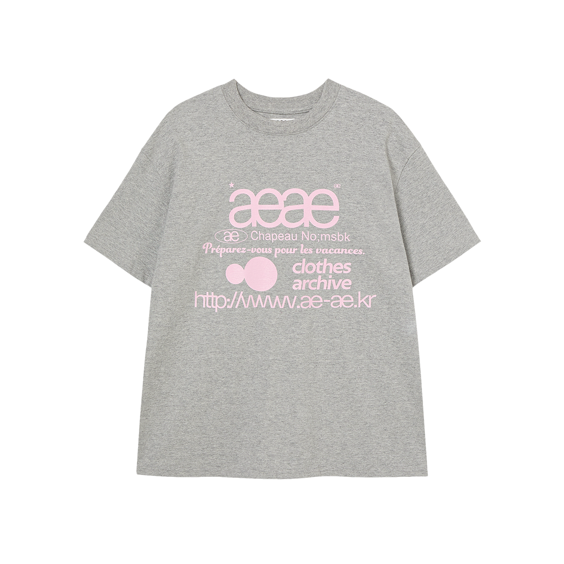 [예약 배송] 에이이에이이 웹 로고 티셔츠 그레이 & 핑크([예약 배송] AEAE Web Logo T-Shirts Grey & Pink)