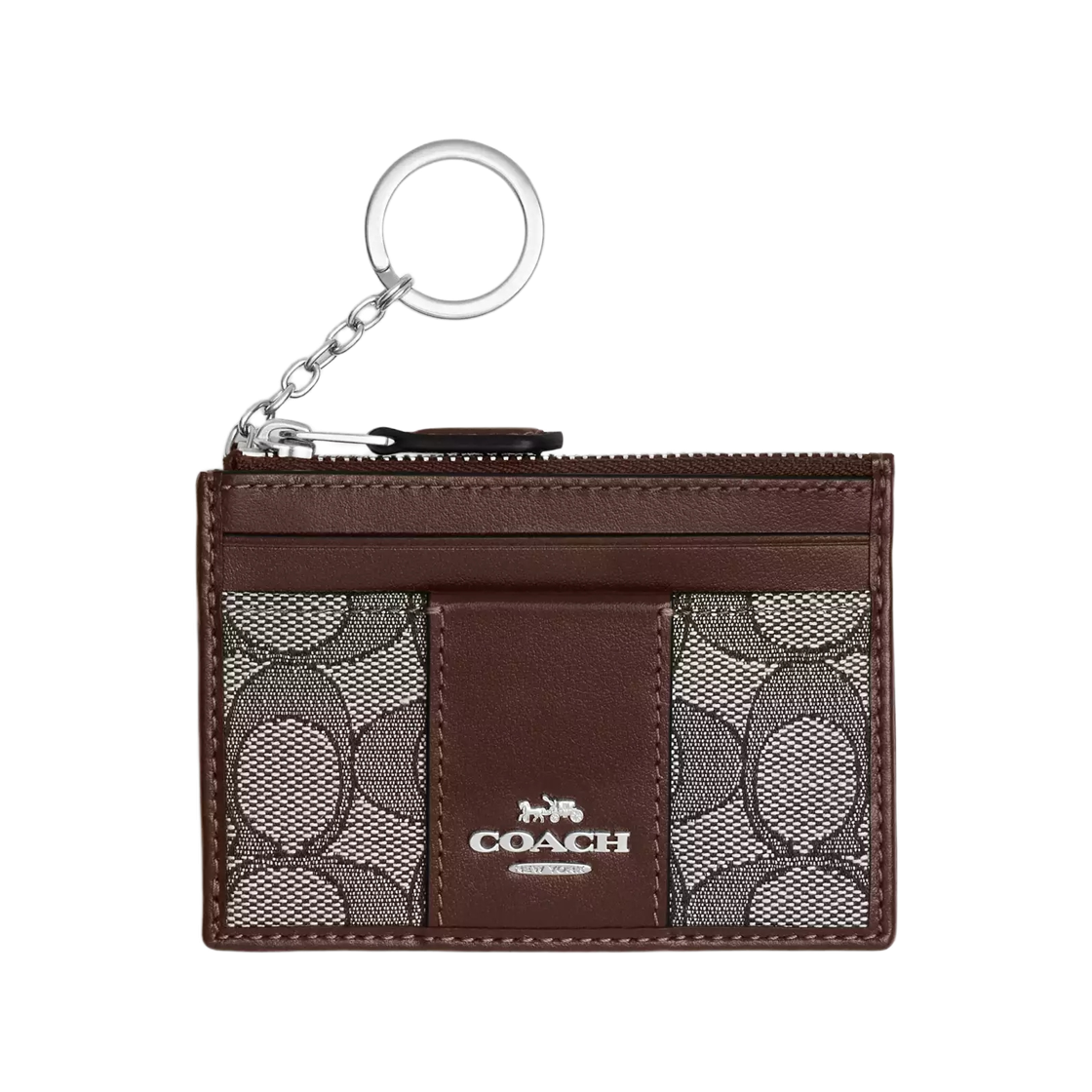 코치 시그니처 자카드 미니 스키니 ID 케이스 실버 오크(Coach Mini Skinny ID Case in Signature Jacquard Silver Oak)