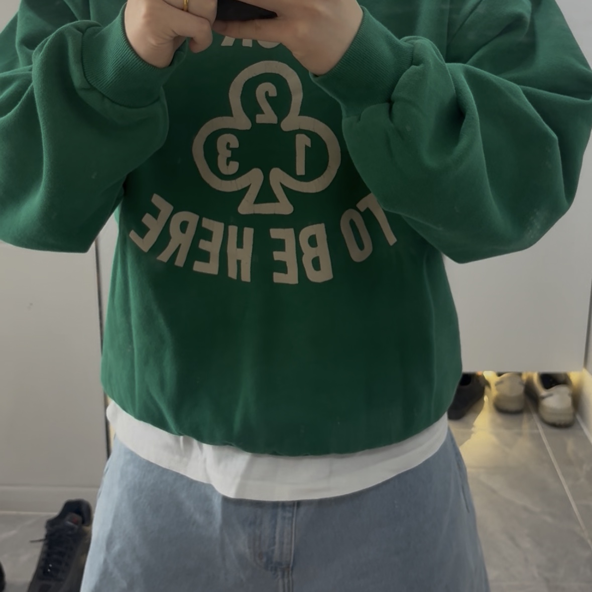 Carhartt WIP Brandon Pants Blue Heavy Stone Bleached, Collect Pieces Three Leaves Clover Sweatshirts Green 착용 스타일