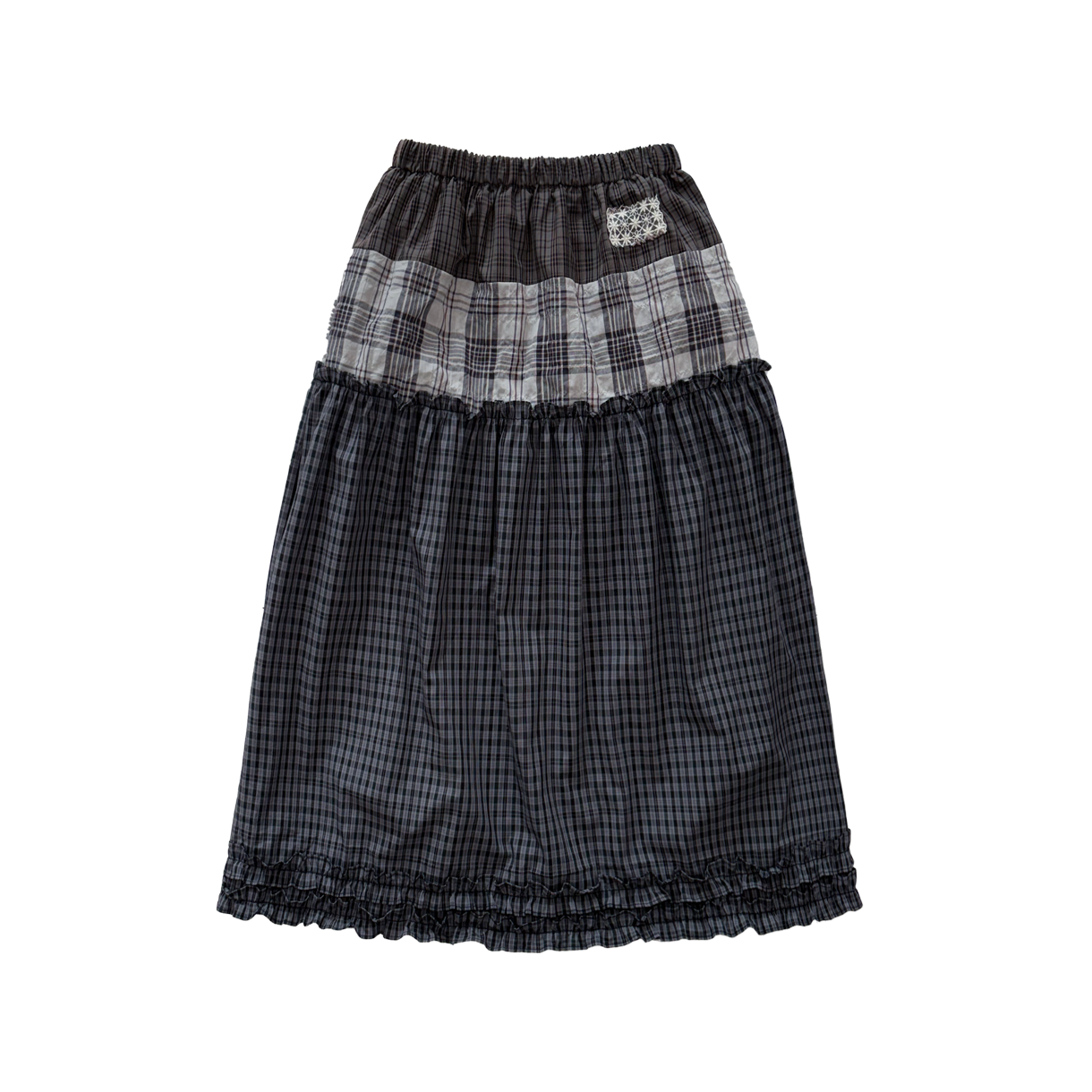 오드미 체크 프릴 스커트 - 네이비(ODDME Check frill skirt - Navy) - 2
