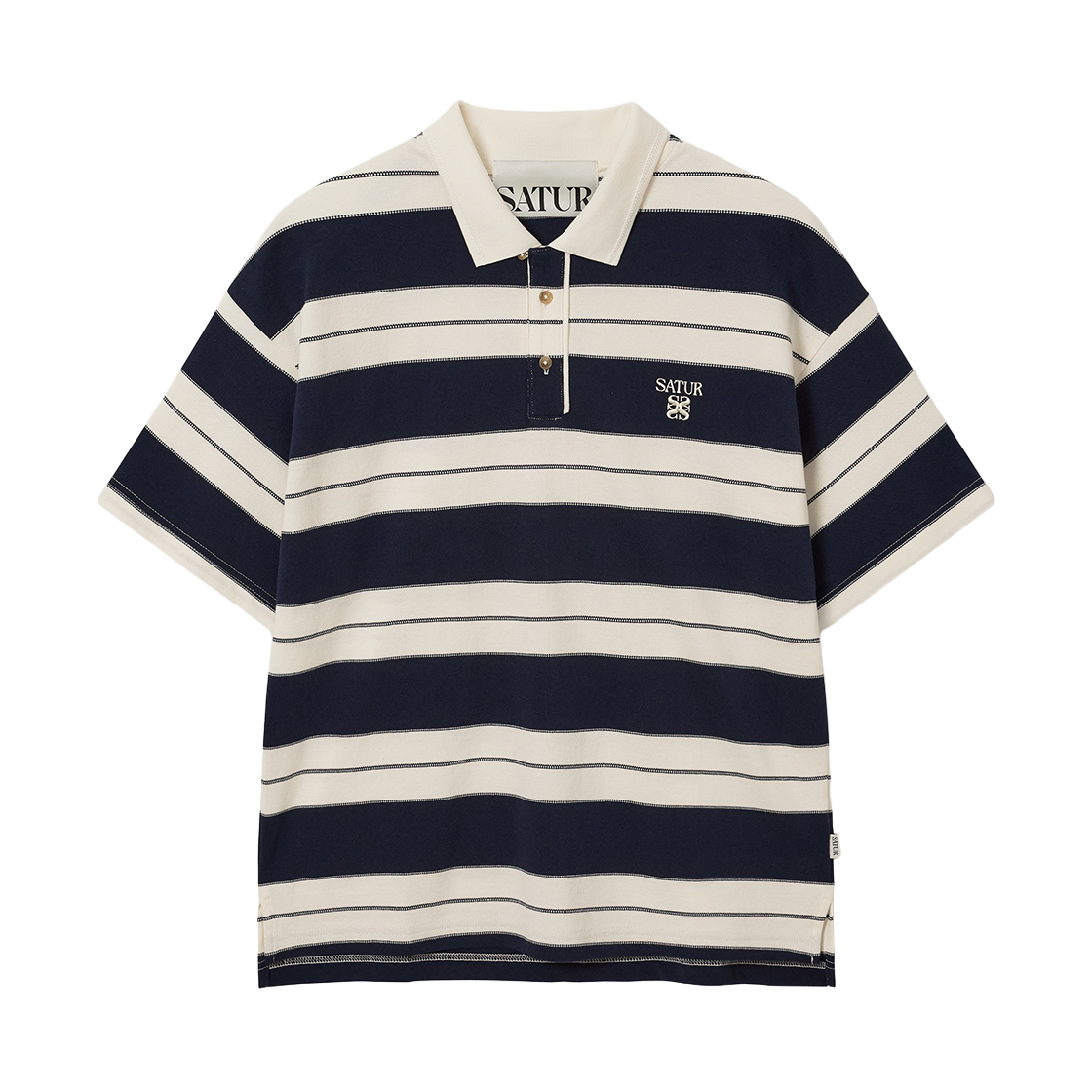 세터 아페로 스트라이프 피케 반팔 티셔츠 네이비(SATUR Apero Stripe Pique T-Shirt Navy) - 1