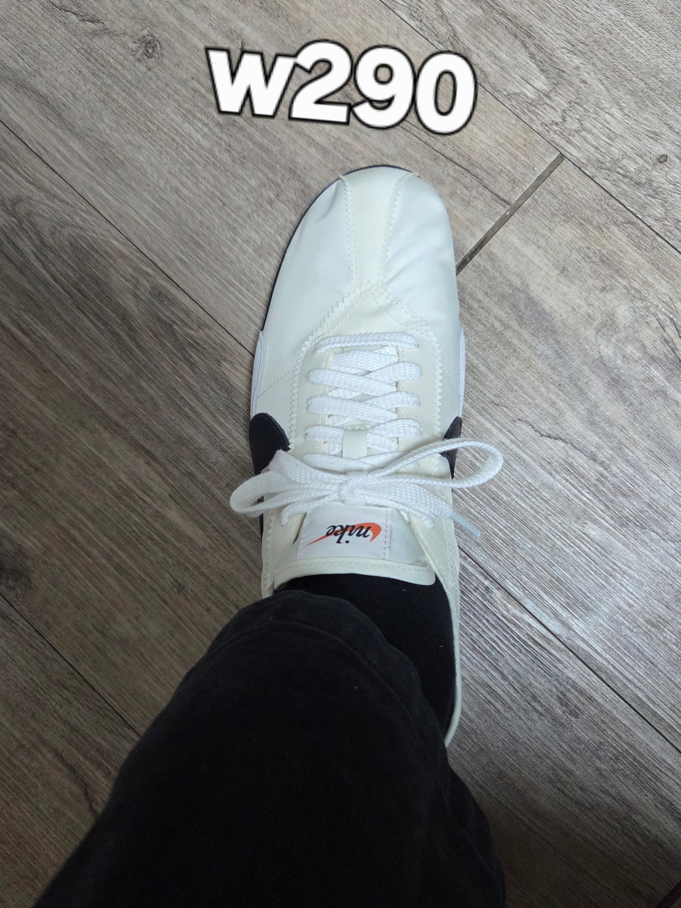 (W) Nike Moon Shoe Soft Pearl and Black 착용 스타일 - 1
