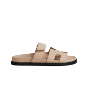 (W) Hermes Chypre Sandal Suede Goatskin & Beige Nude