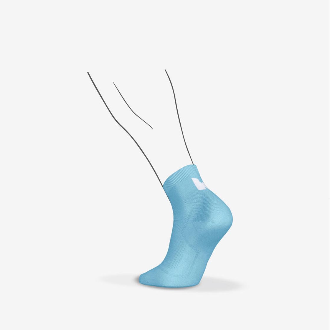 데카트론 러닝 얇은 중목 양말 2켤레 파인 런 500 라군 블루(DECATHLON Running Thin Mid-Cut Socks 2 Pairs Fine Run 500 Lagoon Blue) - 5