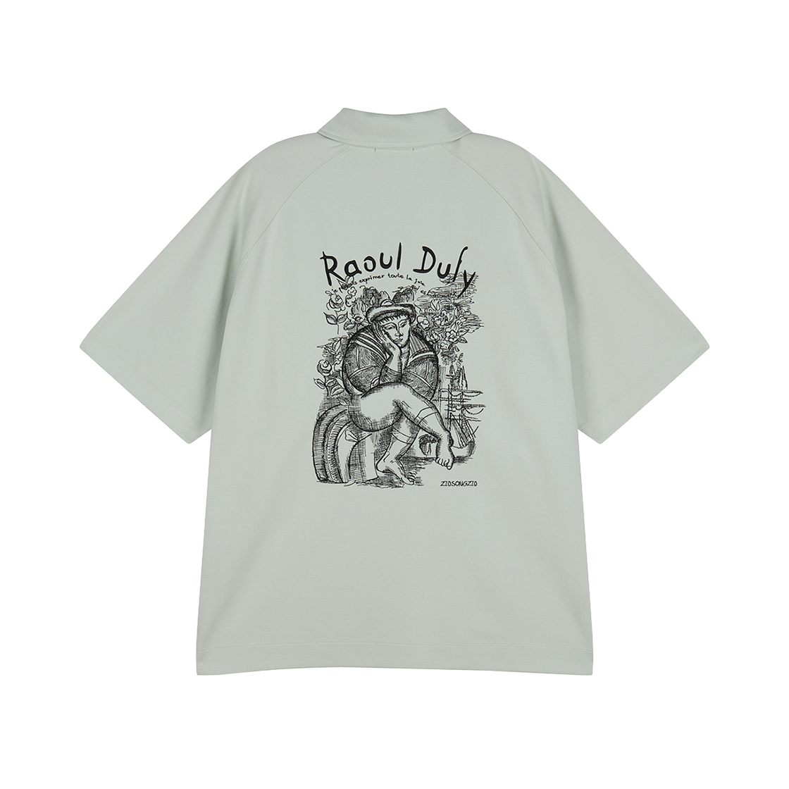 지오송지오 컬렉션 스플린 엠브로이드 카라 티셔츠 그린 BI3TS348GR(ZIOSONGZIO COLLECTION Spleen Embroidered Collared T-Shirt Green) - 2