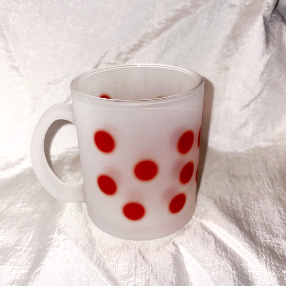 유라이크왓 스몰 블러 도트 글라스 머그 (레드/매트)(you like what Small blur dot glass mug (red/matte)) - 4
