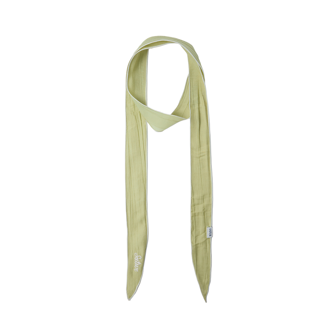 SA262WAM01OGN0 SATUR W Wrinkle Color Block Scarf Olive Green