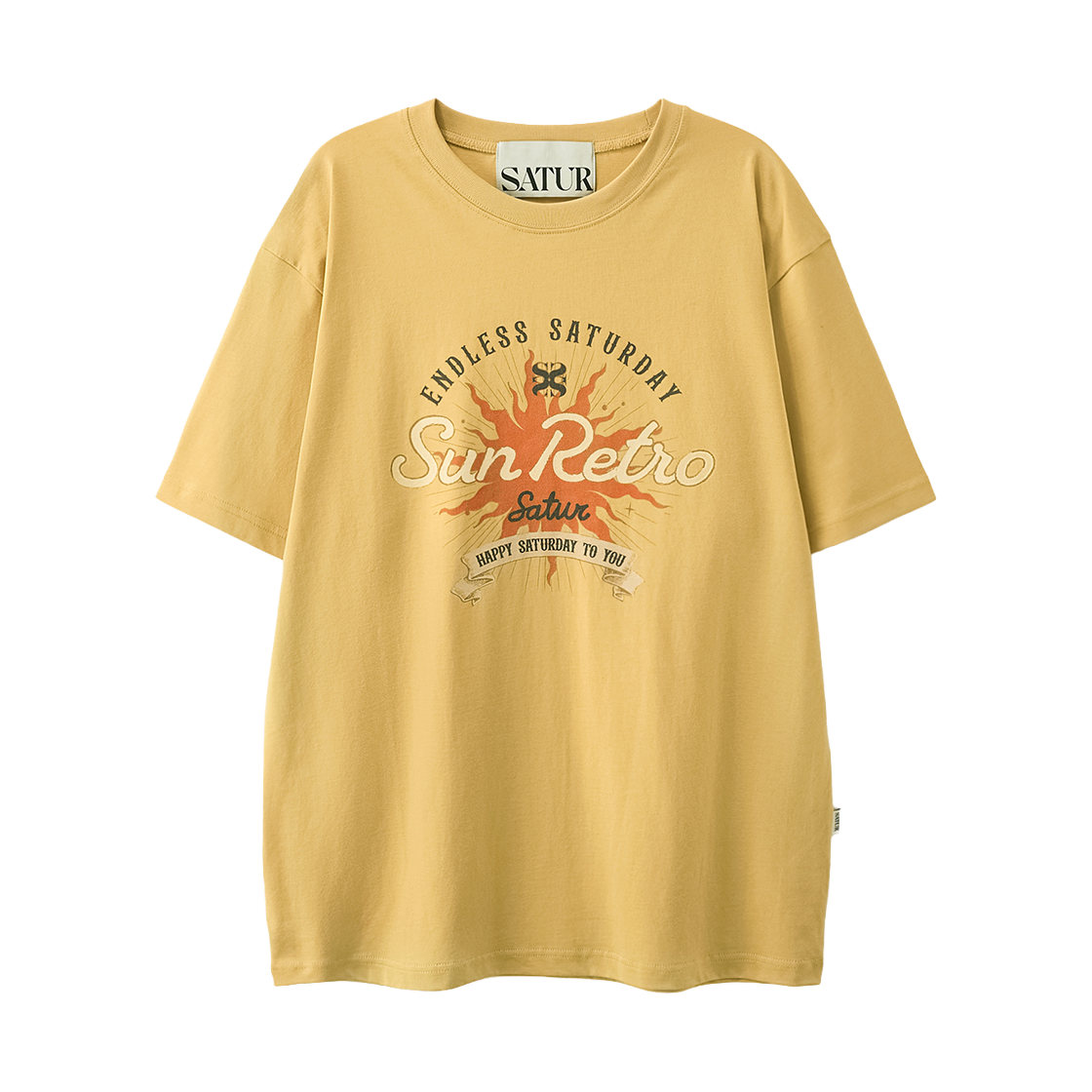 SA262UTS08YLW0 SATUR New Sun Retro Graphic T-Shirt Yellow
