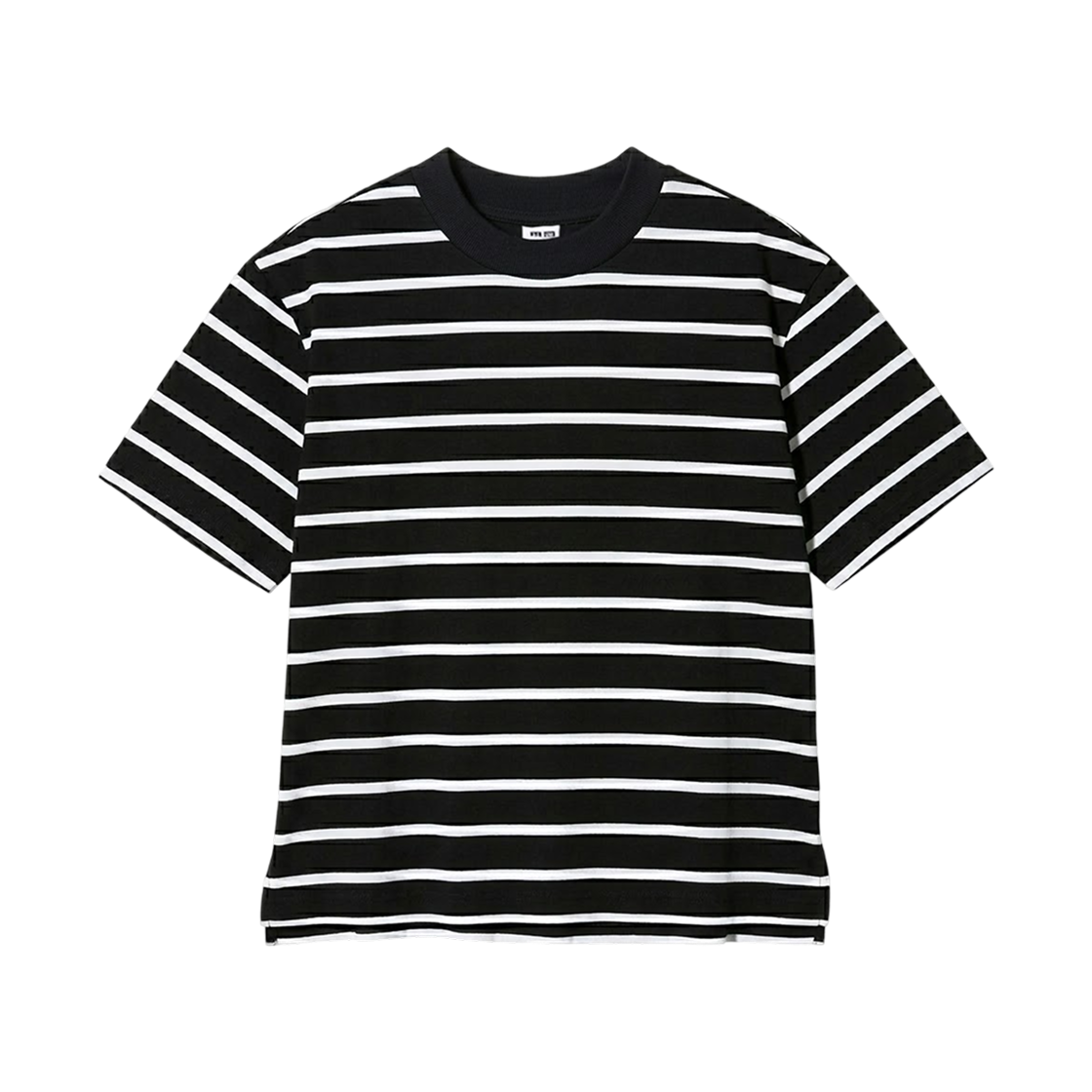 480054-09 (W) Uniqlo Airism Cotton Striped T-Shirt Black - JP