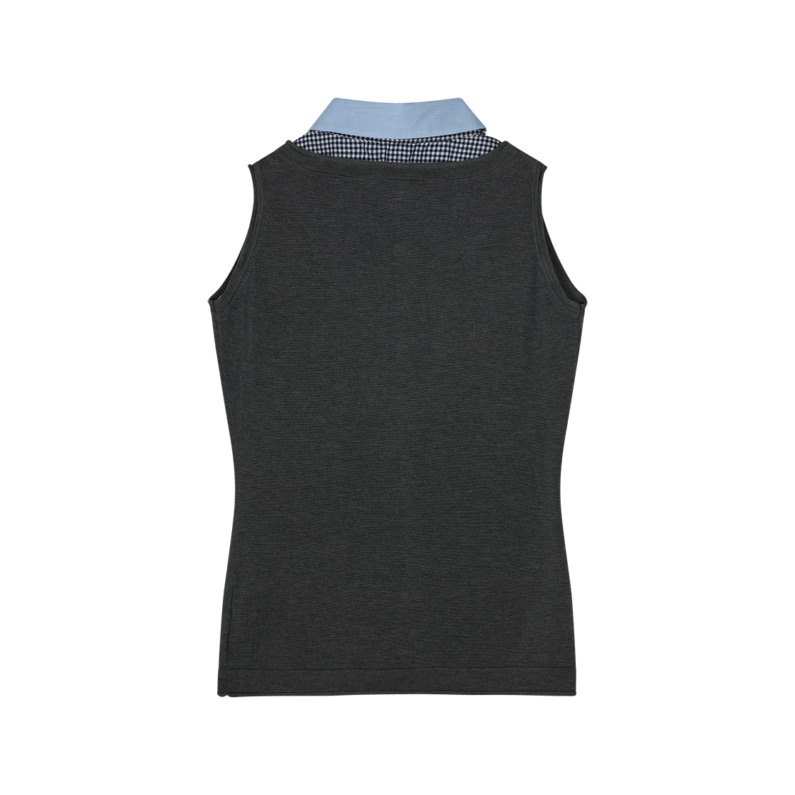 마크공 우먼 그레이 슬리브리스 니트 탑 위드 멀티 레이어 칼라 그레이 - 26SS(Markgong Women Grey Sleeveless Knit Top With Multi Layer Collar Gray - 26SS) - 6