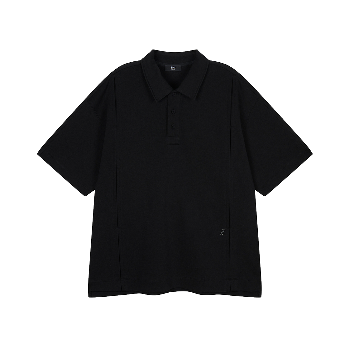 지오송지오 컬렉션 마드리갈 엠브로이드 카라 티셔츠 블랙 BI3TS349BK