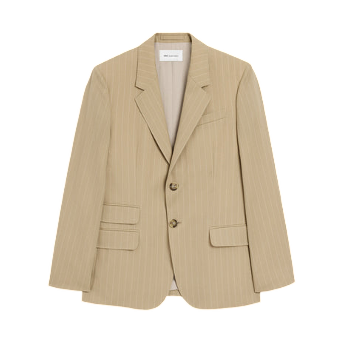 HBV763-WV0197-A043 AMI Beige New Wool Single Breasted Straight Jacket Taupe Beige White Cream