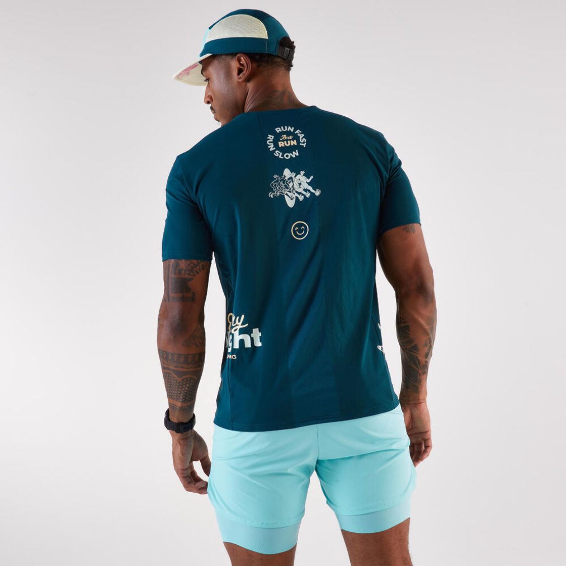 데카트론 남성 러닝 경량 반팔 티 런 라이트 900 틸 블루(DECATHLON Men's Running Lightweight Short-Sleeved T-Shirt Run Light 900 Teal Blue) - 2