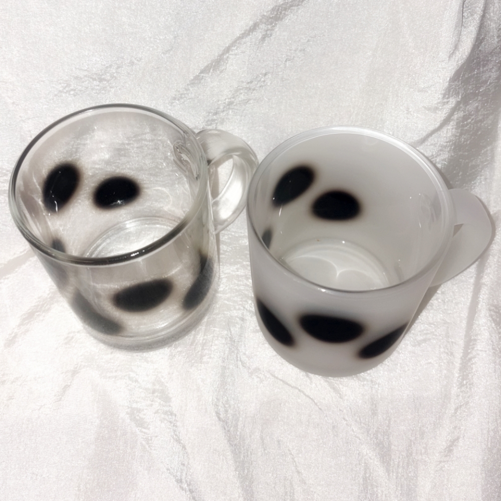 유라이크왓 빅 블러 도트 글라스 머그 (블랙/매트)(you like what Big blur dot glass mug (black/matte)) - 4