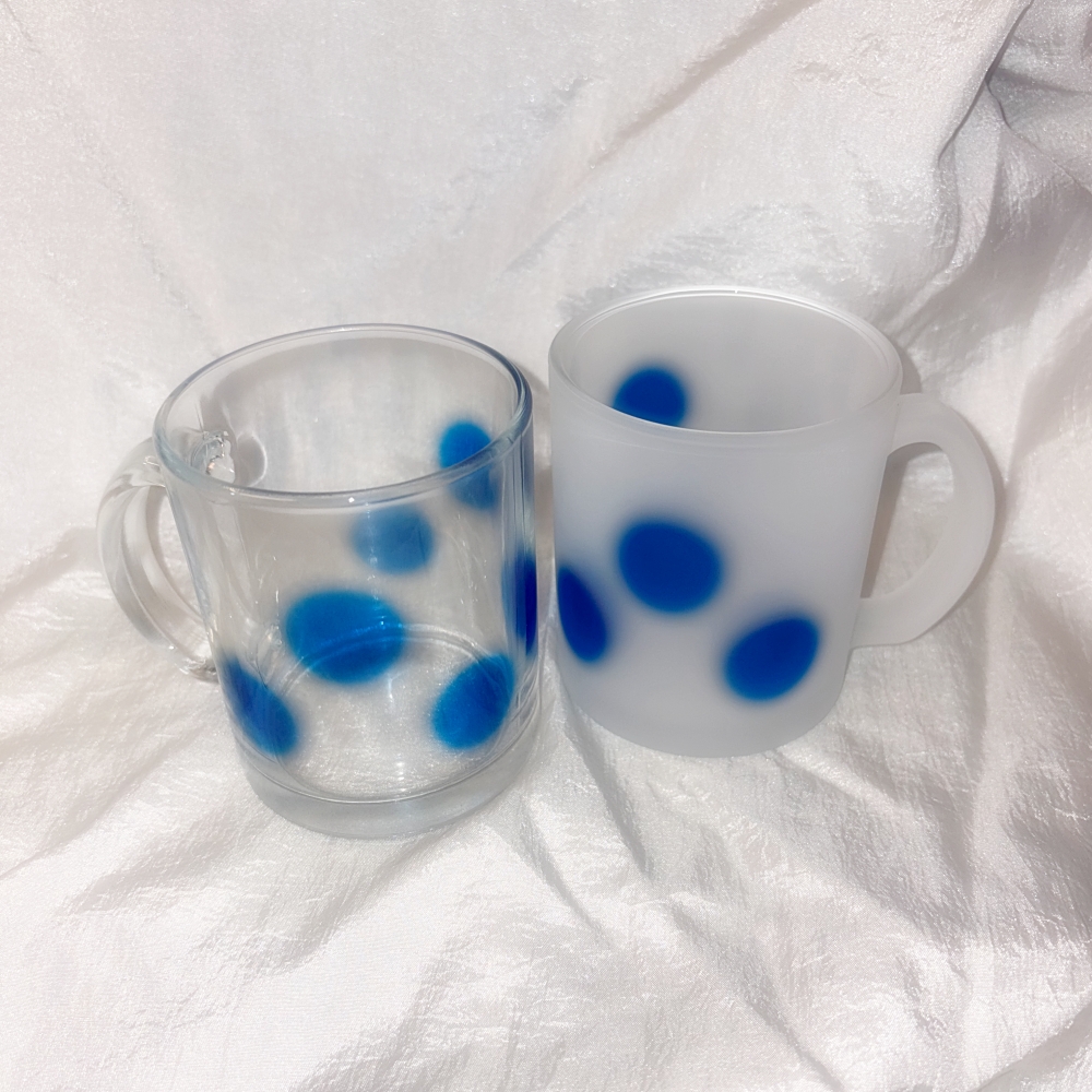 유라이크왓 빅 블러 도트 글라스 머그 (블루/유광)(you like what Big blur dot glass mug (blue/gloss)) - 2