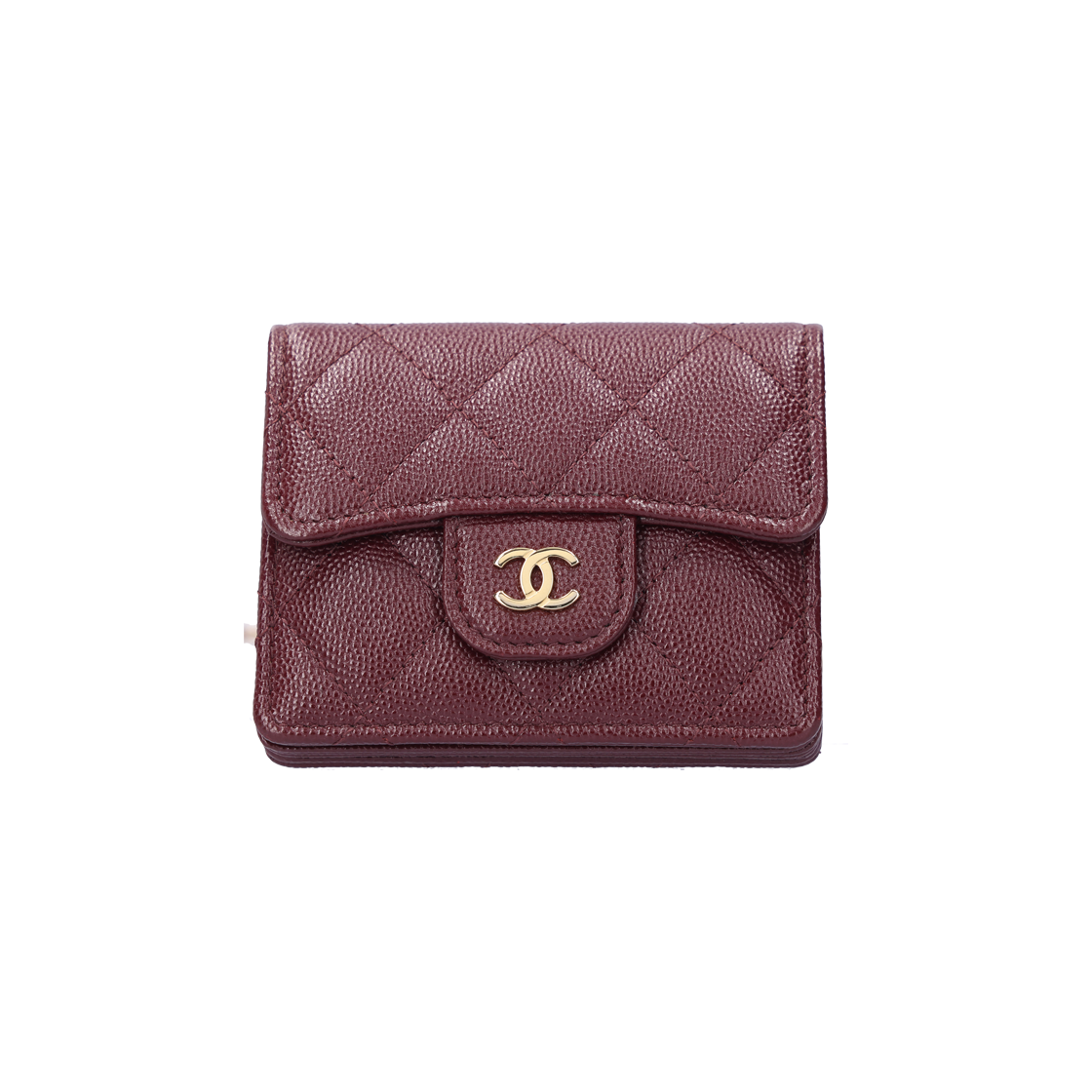 ITWME2SFNSTC Chanel Chain Accordion Card Wallet - Burgundy Leather