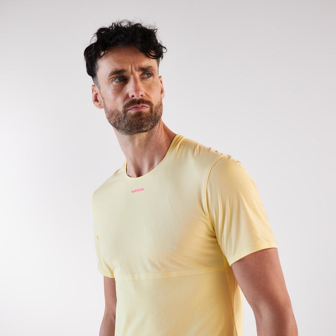 데카트론 남성 트레일러닝 경량 반팔 티 런 울트라 그래프 900 바닐라 옐로우(DECATHLON Men's Trail Running Lightweight Short-Sleeved T-Shirt Run Ultra Graph 900 Vanilla Yellow) - 4