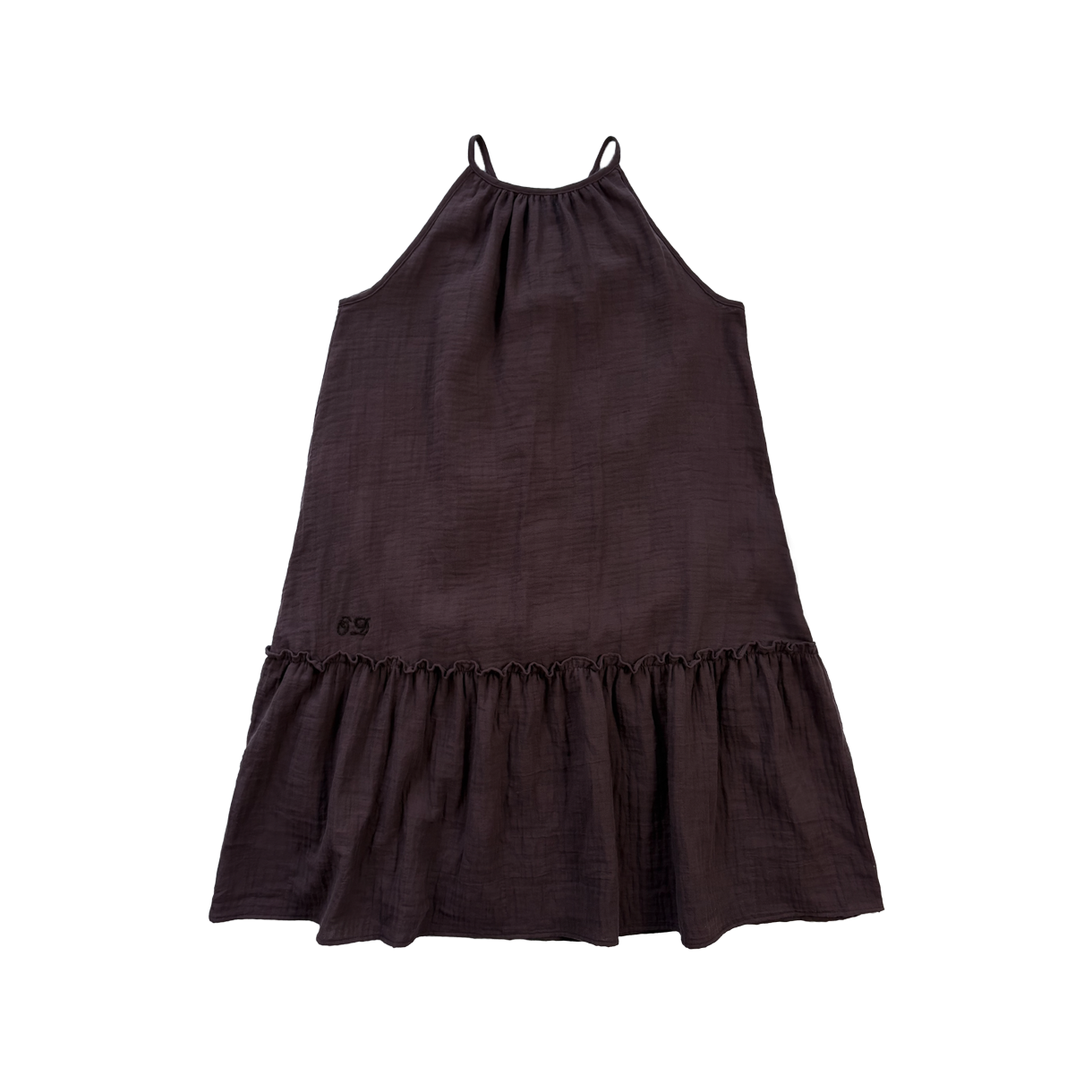 오드미 리본 포인트 슬리브리스 드레스 - 딥브라운(ODDME Ribbon-point sleeveless dress - Deep Brown)