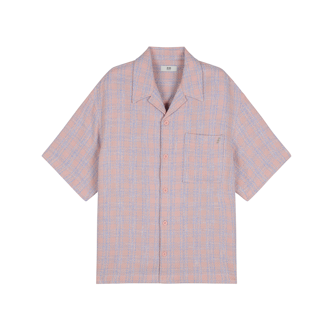 지오송지오 컬렉션 트위드 체크 하프 셔츠 핑크 BI3SH313PK(ZIOSONGZIO COLLECTION Tweed Check Half Shirt Pink)