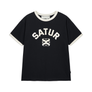 SATUR Arch Logo Ringer T-Shirt Black
