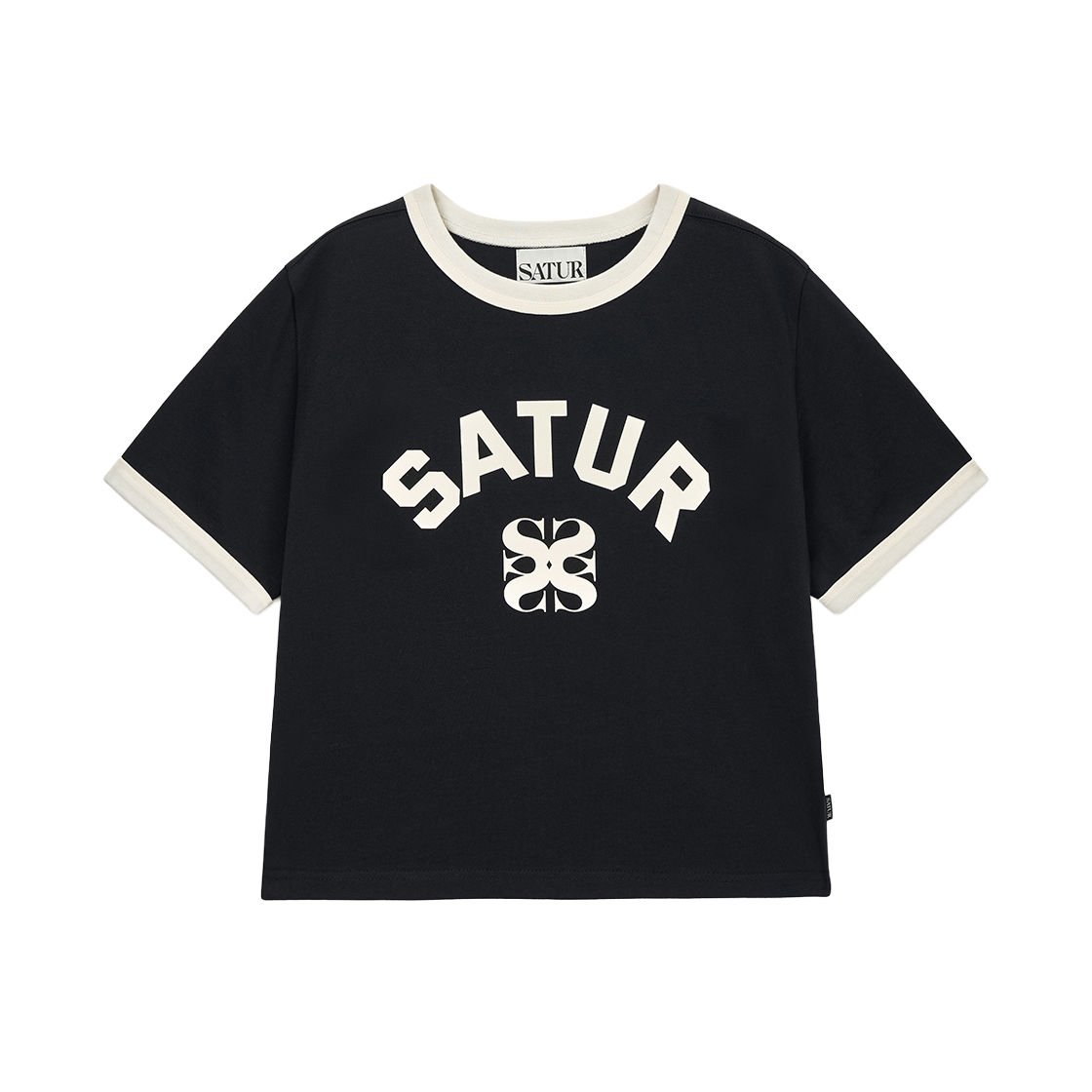 SA262WTS01BLK0 SATUR W Arch Logo Ringer T-Shirt Black