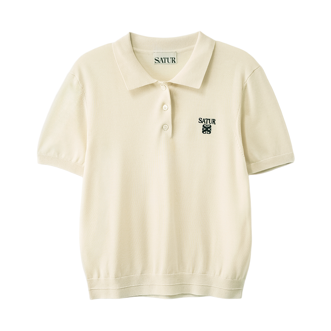 세터 우먼 클래식 칼라 하프 니트 크림