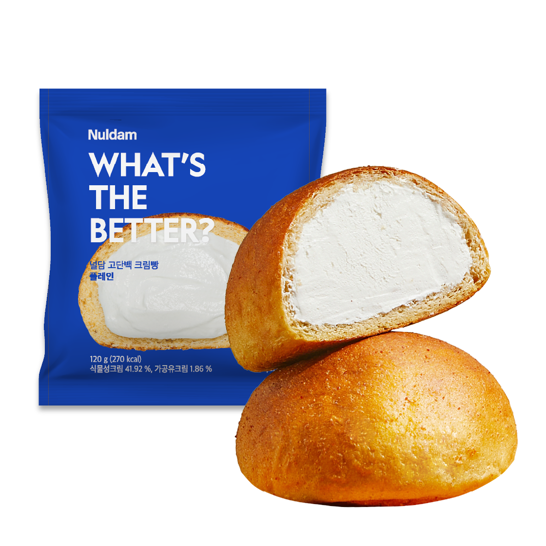 널담 고단백 저당 크림가득 크림빵 5개 (개당 120g)(Nuldam High-Protein & Low-Sugar Cream-Filled Bread (5 Pieces))
