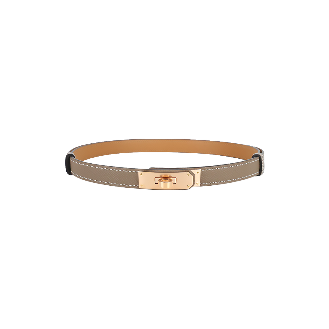 IT87QBVBKNNF Hermes Kelly 18 Epsom Etoupe Rose Gold Belt H069853CD18