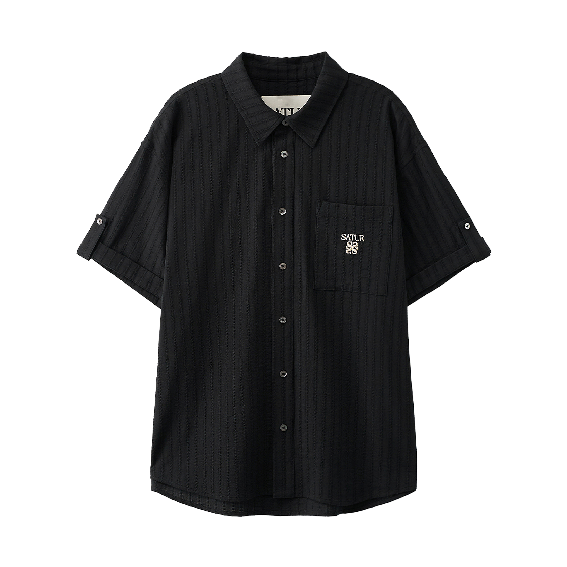 세터 롤업 하프 셔츠 블랙(SATUR Roll Up Half Shirt Black) - 1