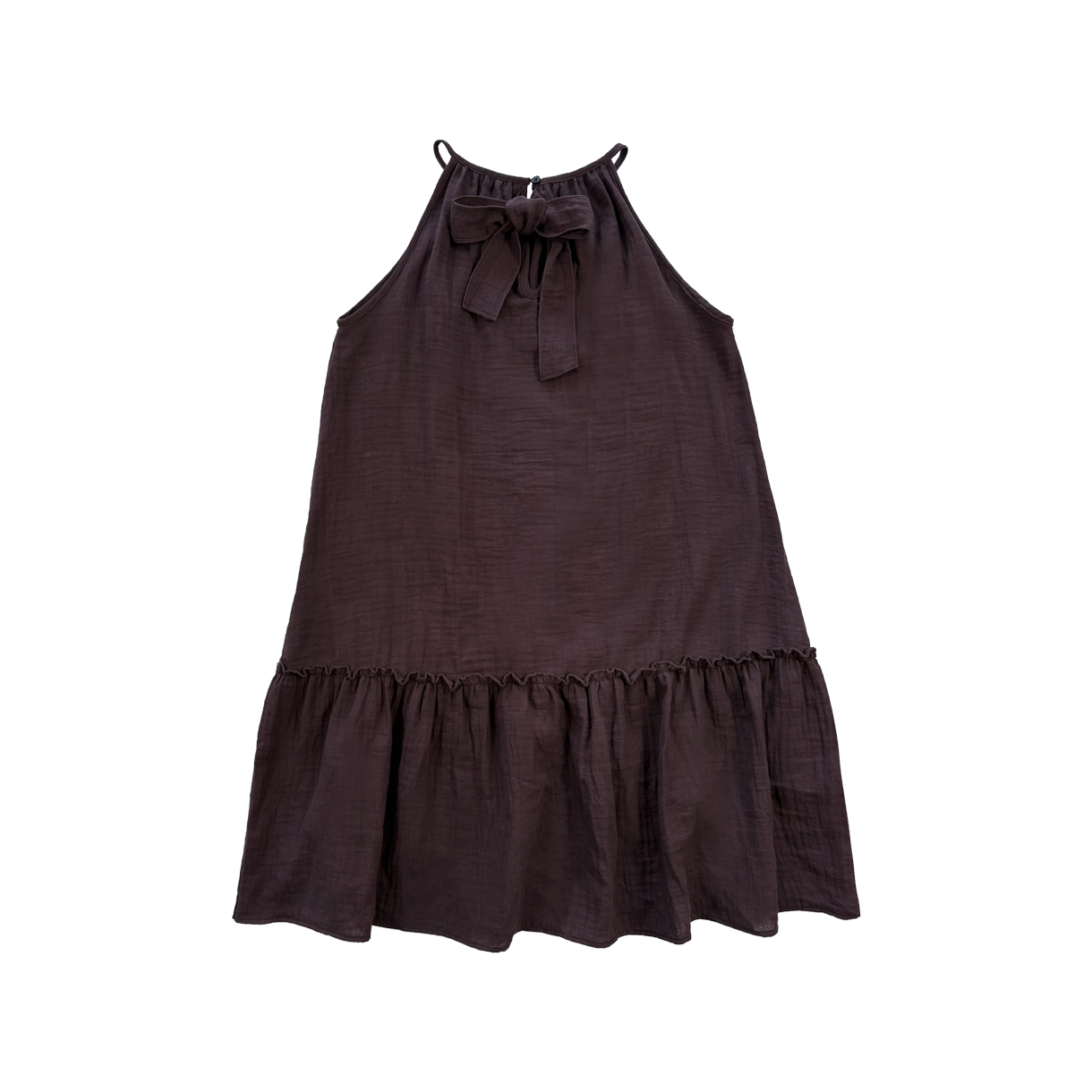 오드미 리본 포인트 슬리브리스 드레스 - 딥브라운(ODDME Ribbon-point sleeveless dress - Deep Brown) - 2