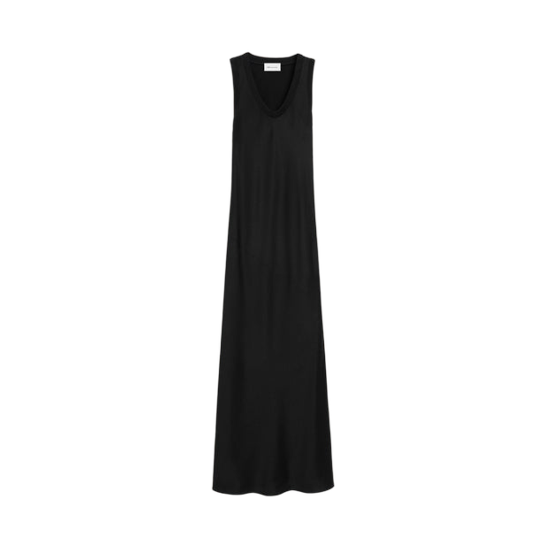FDR658-VI0053-001 (W) AMI Black Satin Maxi Tank Dress Black