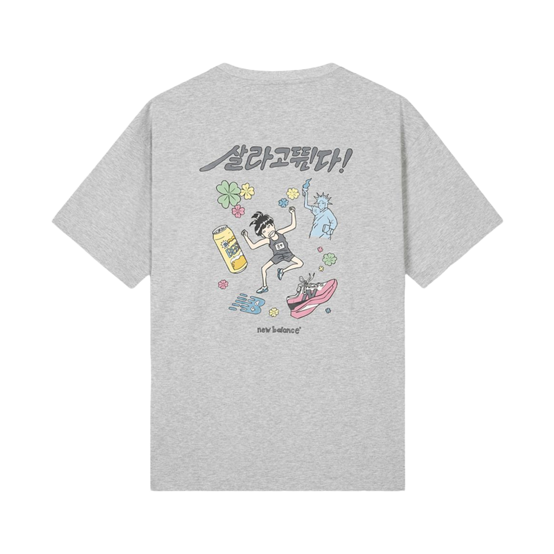 뉴발란스 x 기안84 유니 살라고뛴다 픽토그램 반팔 티셔츠 멜란지 그레이(New Balance x Kian84 UNI Run To Live Pictogram S/S T-Shirt Melange Gray)