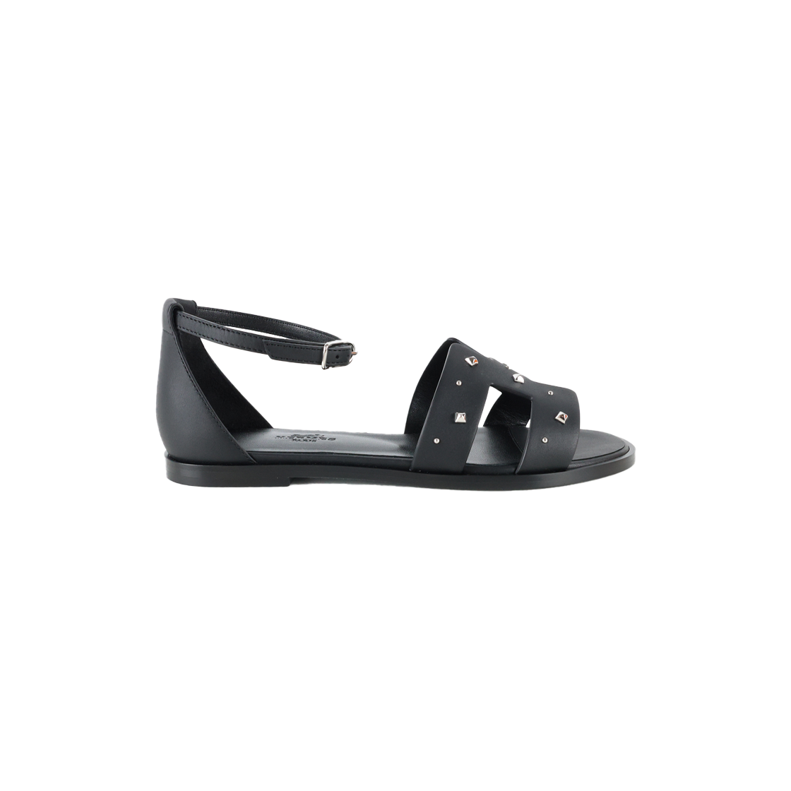 ITCVORHLOBSN Hermes Santorini Sandals in Noir 35.5 H251070Z 02