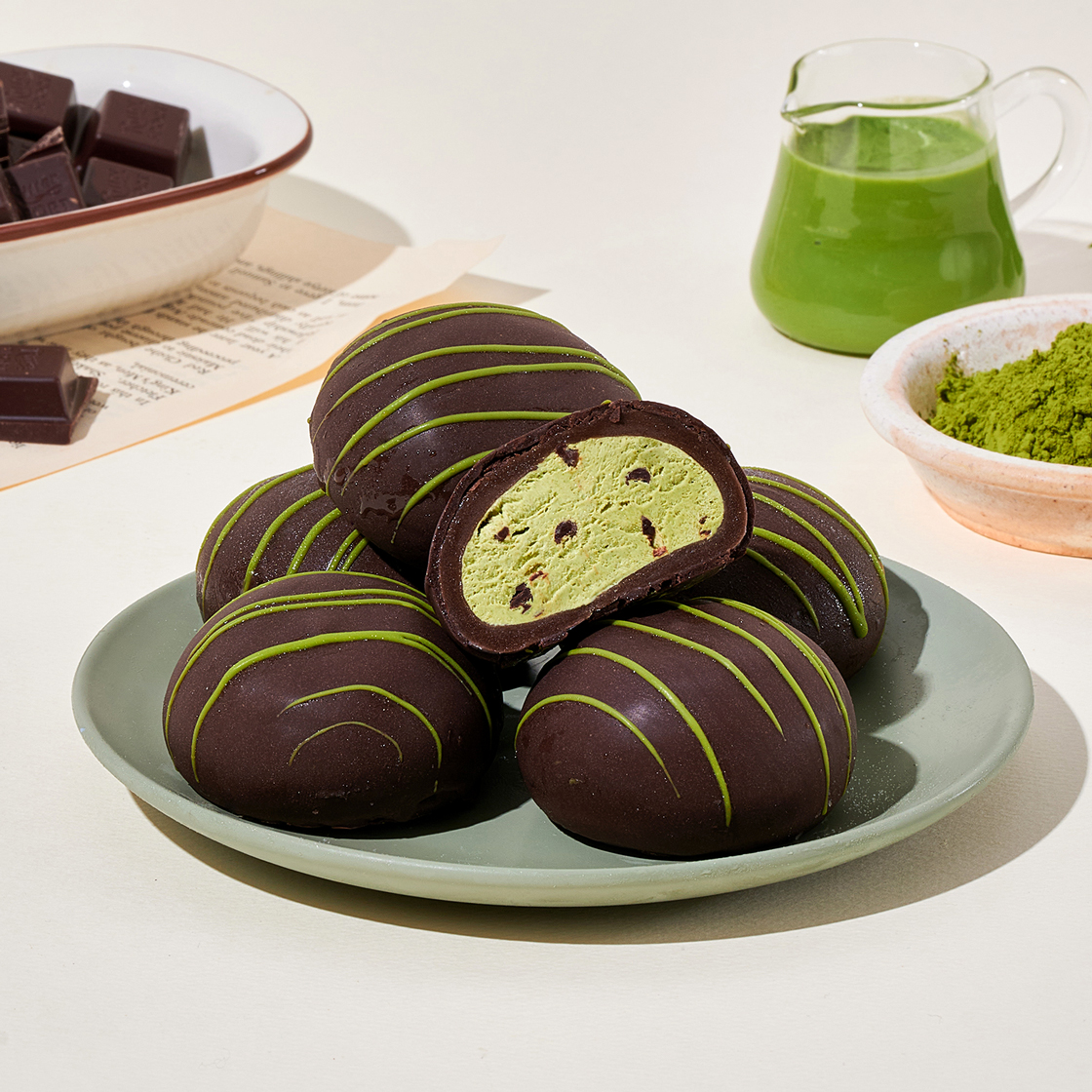 더바른떡 초코팅 말차크림떡 (70g * 6개입) 1박스(THE BAREUN TTEOK Choco Brulee Matcha Cream Tteok (70g *6EA) 1Box) - 2