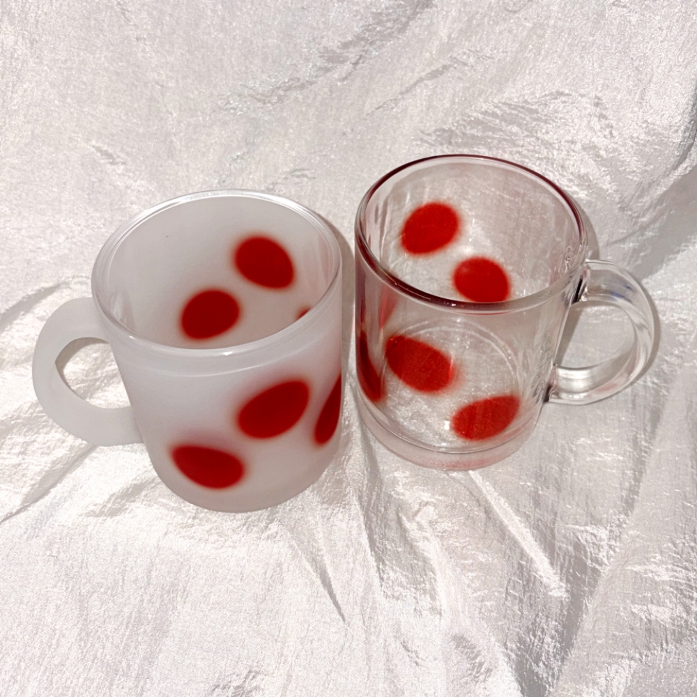 유라이크왓 빅 블러 도트 글라스 머그 (레드/유광)(you like what Big blur dot glass mug (red/gloss)) - 3
