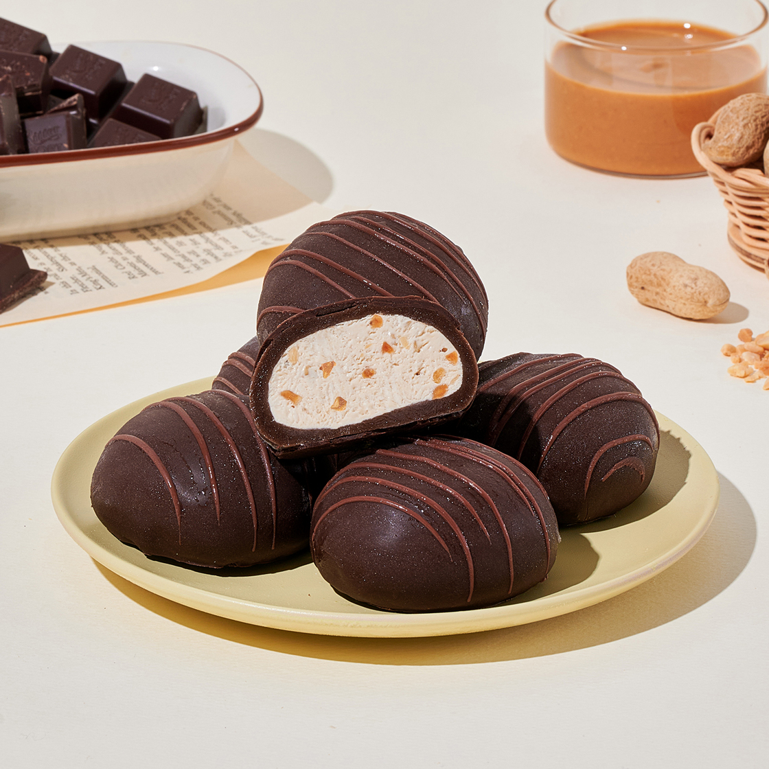 더바른떡 초코팅 피넛버터크림떡 (70g * 6개입) 1박스(THE BAREUN TTEOK Choco Brulee Peanut Butter Tteok (70g * 6EA) 1Box) - 2