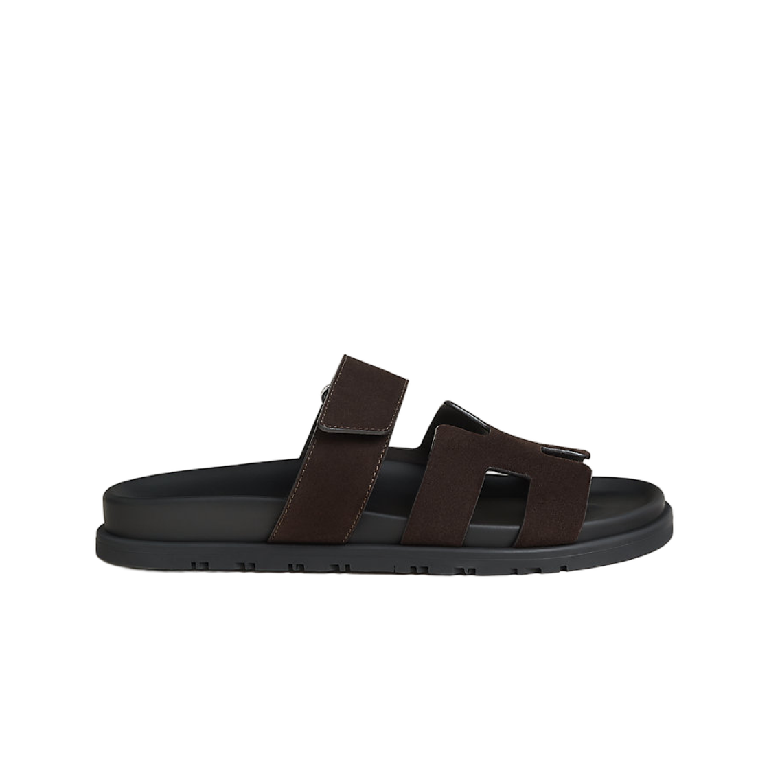 H222297ZME (W) Hermes Chypre Sandal Suede Goatskin & Marron Ebene