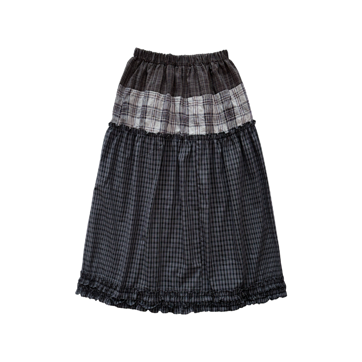 오드미 체크 프릴 스커트 - 네이비(ODDME Check frill skirt - Navy)