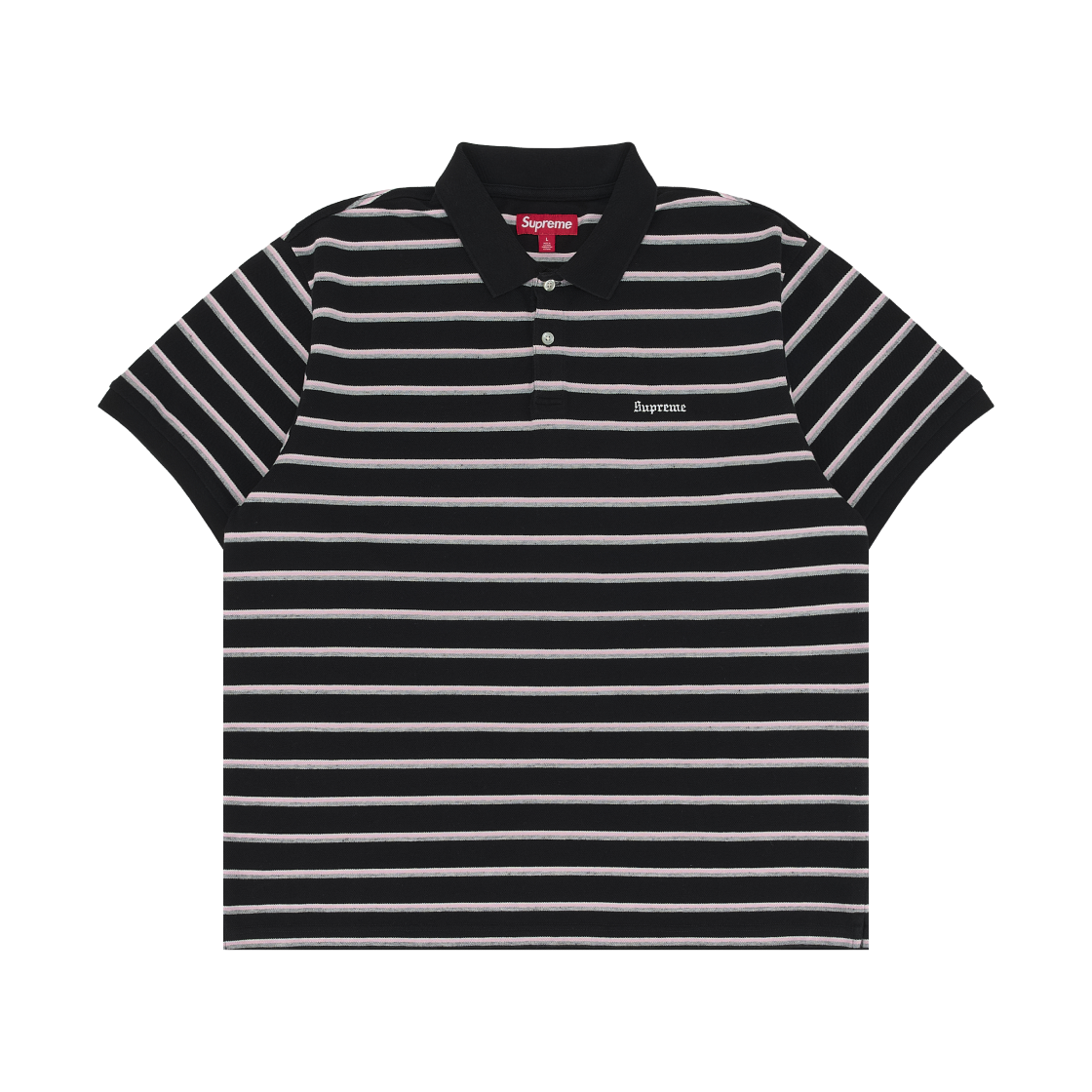 슈프림 워시드 스트라이프 폴로 블랙 - 26SS