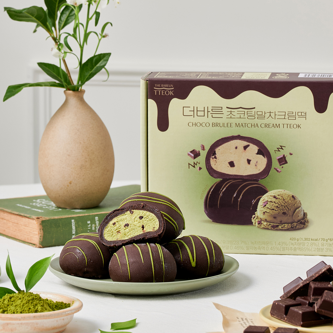 더바른떡 초코팅 말차크림떡 (70g * 6개입) 1박스(THE BAREUN TTEOK Choco Brulee Matcha Cream Tteok (70g *6EA) 1Box) - 4