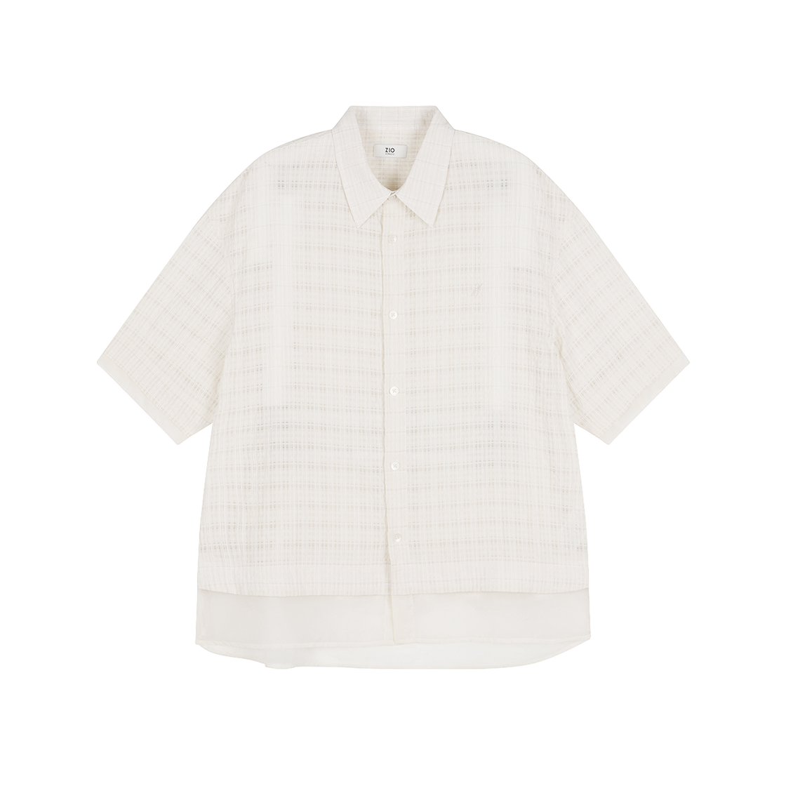 지오송지오 컬렉션 체크 레이어드 크롭 하프 셔츠 아이보리 BI3SH305IV(ZIOSONGZIO COLLECTION Check Layered Crop Half Shirt Ivory)