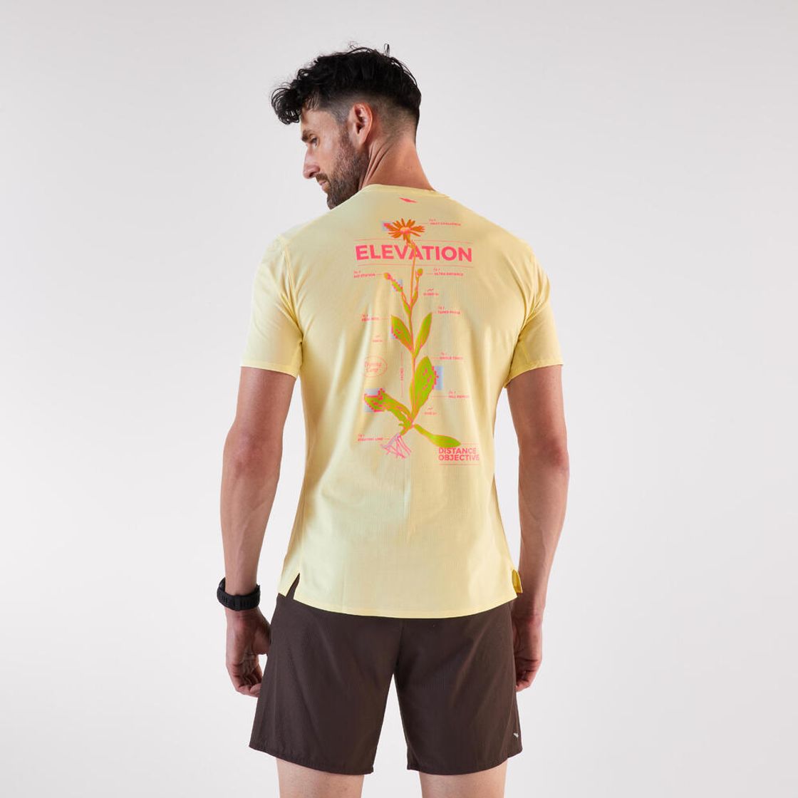 데카트론 남성 트레일러닝 경량 반팔 티 런 울트라 그래프 900 바닐라 옐로우(DECATHLON Men's Trail Running Lightweight Short-Sleeved T-Shirt Run Ultra Graph 900 Vanilla Yellow) - 3