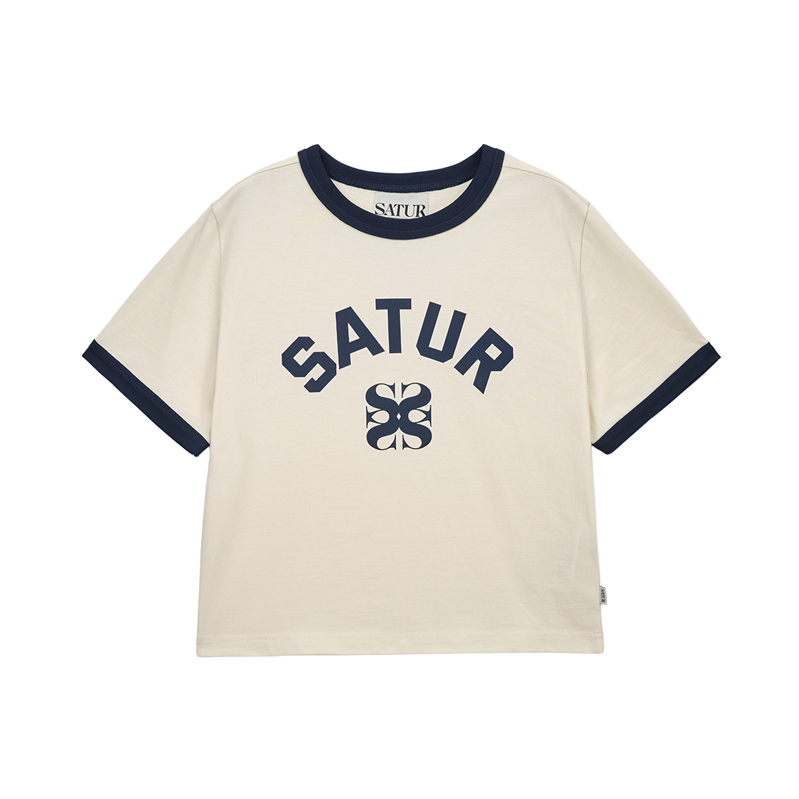SA262WTS01CRM0 SATUR W Arch Logo Ringer T-Shirt Cream