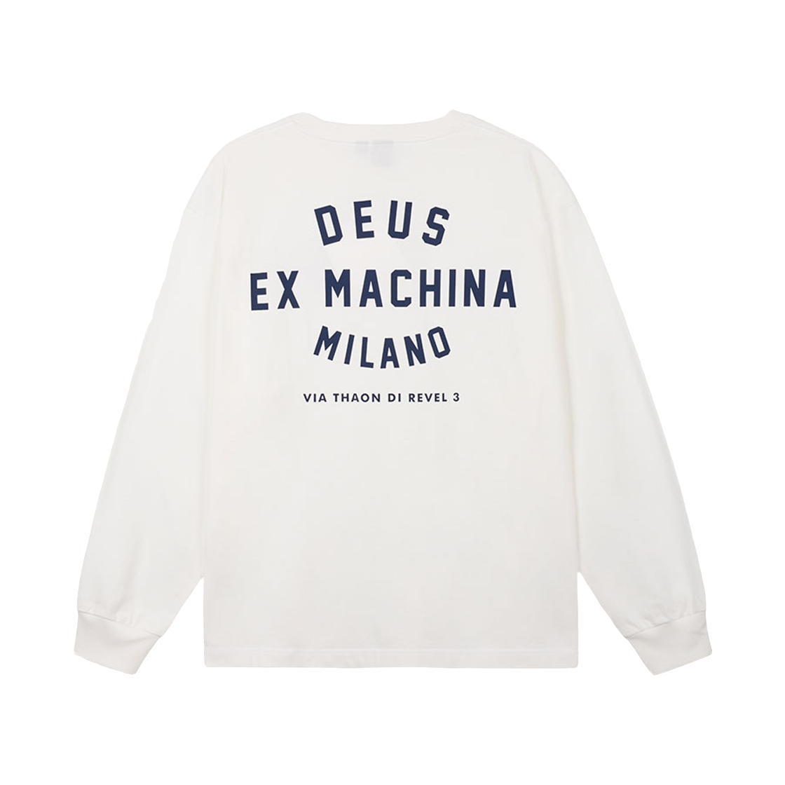 데우스 엑스 마키나 밀라노 컬리지 어드레스 롱슬리브 티셔츠 화이트(Deus Ex Machina Milano College Address L/S T-Shirt White)