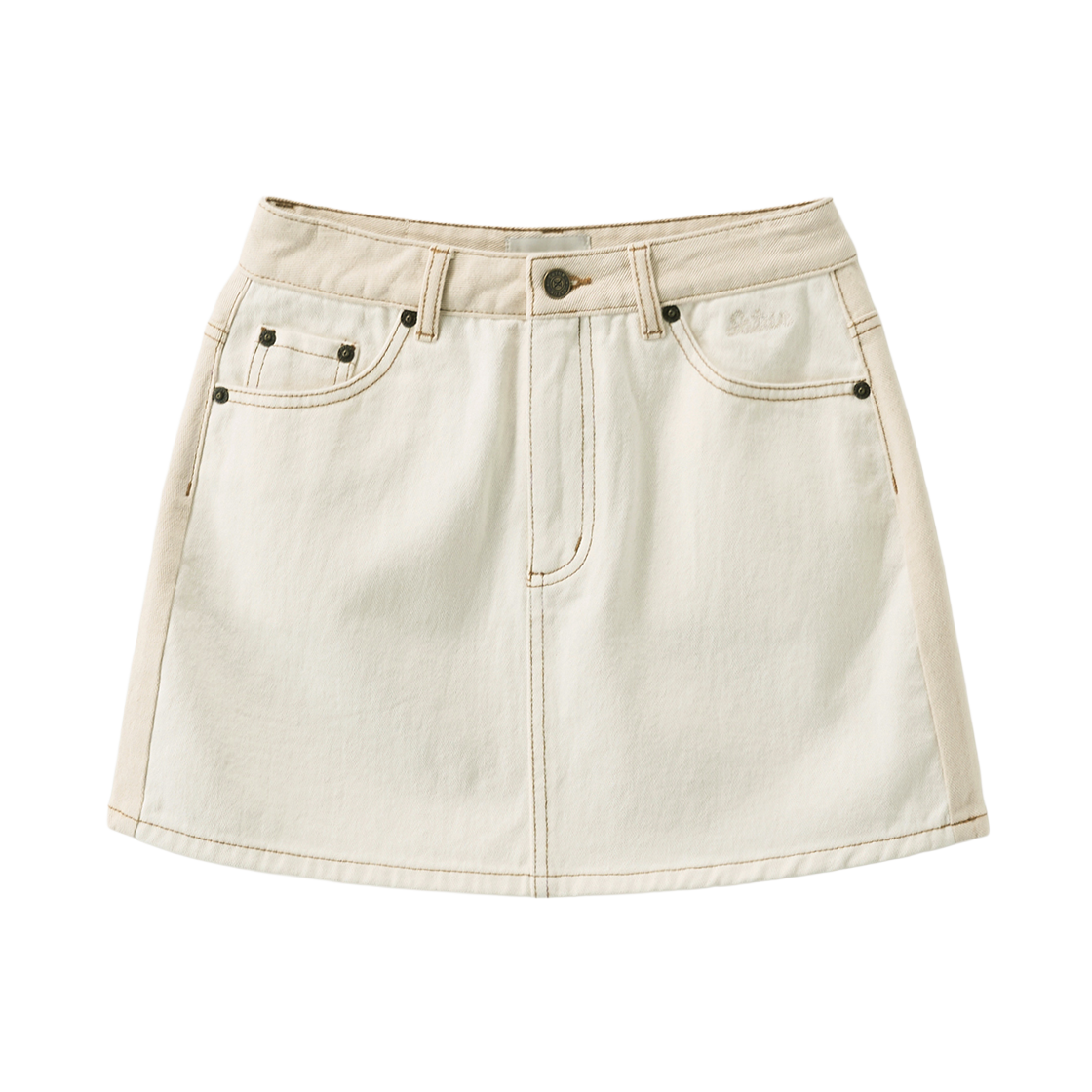 세터 우먼 콘트라스트 데님 미니 스커트 에크루(SATUR W Contrast Denim Mini Skirt Ecru) - 1